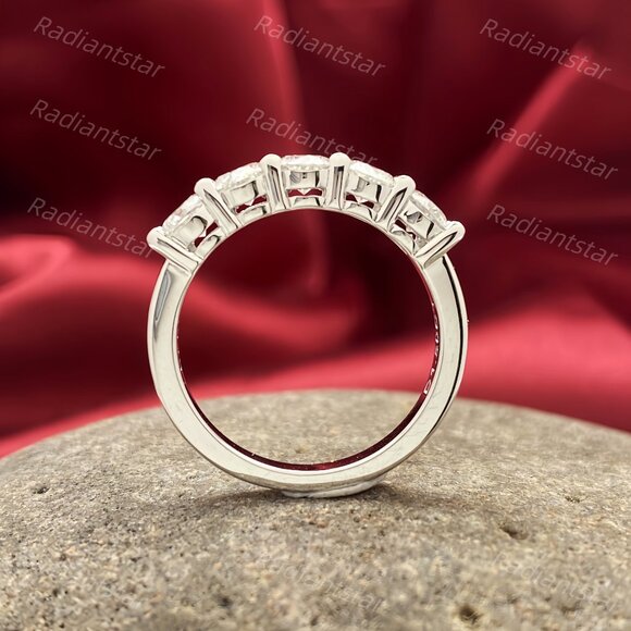 NEW Certified 1.5 ct. t.w. 4mm Moissanite 5 Stone Half Eternity Band Ring - Picture 4 of 8